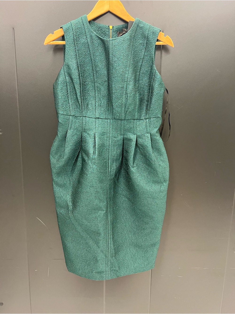 Donna Karan Textured Teal Sleeveless Sheath Dress